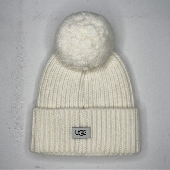 Ugg Pom Knit Wool Blend Beanie NWT